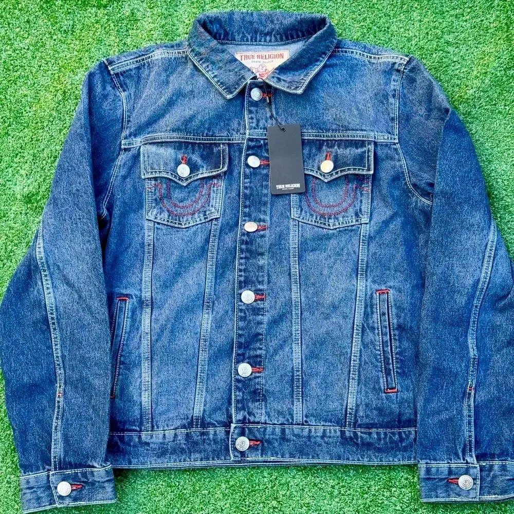 True Religion Brand World Tour Jesse SN Trucker Button Jacket Medium Abyss Wash